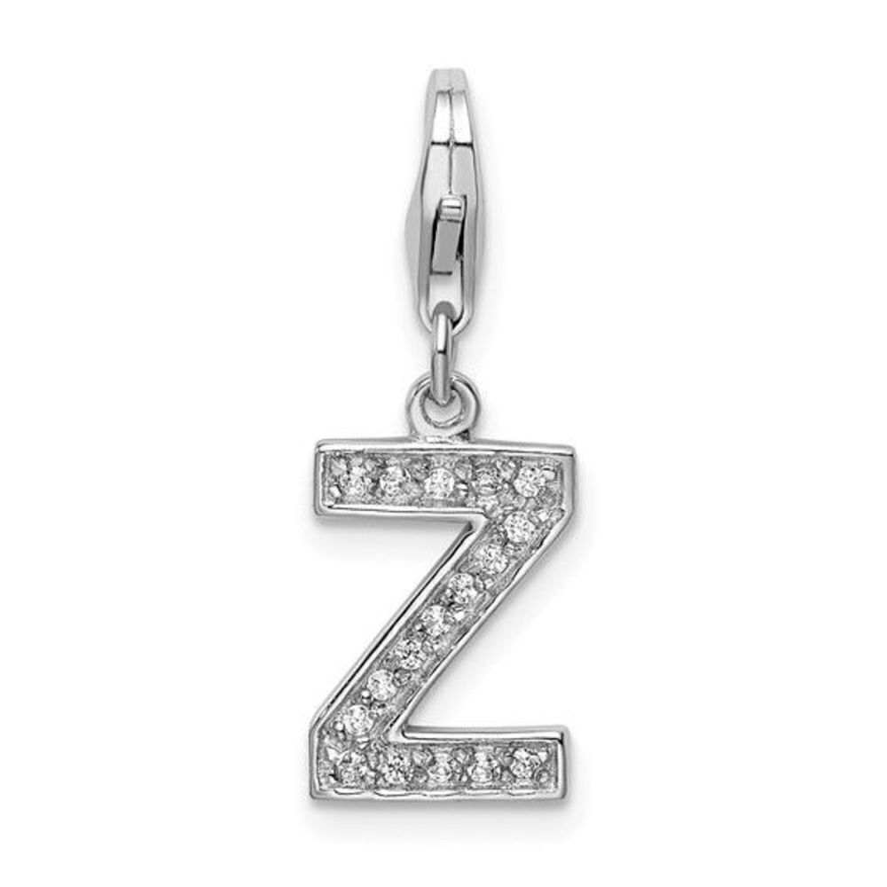 Amore La Vita Sterling Silver Rhodium-plated Polished CZ Letter Z Initial Charm
